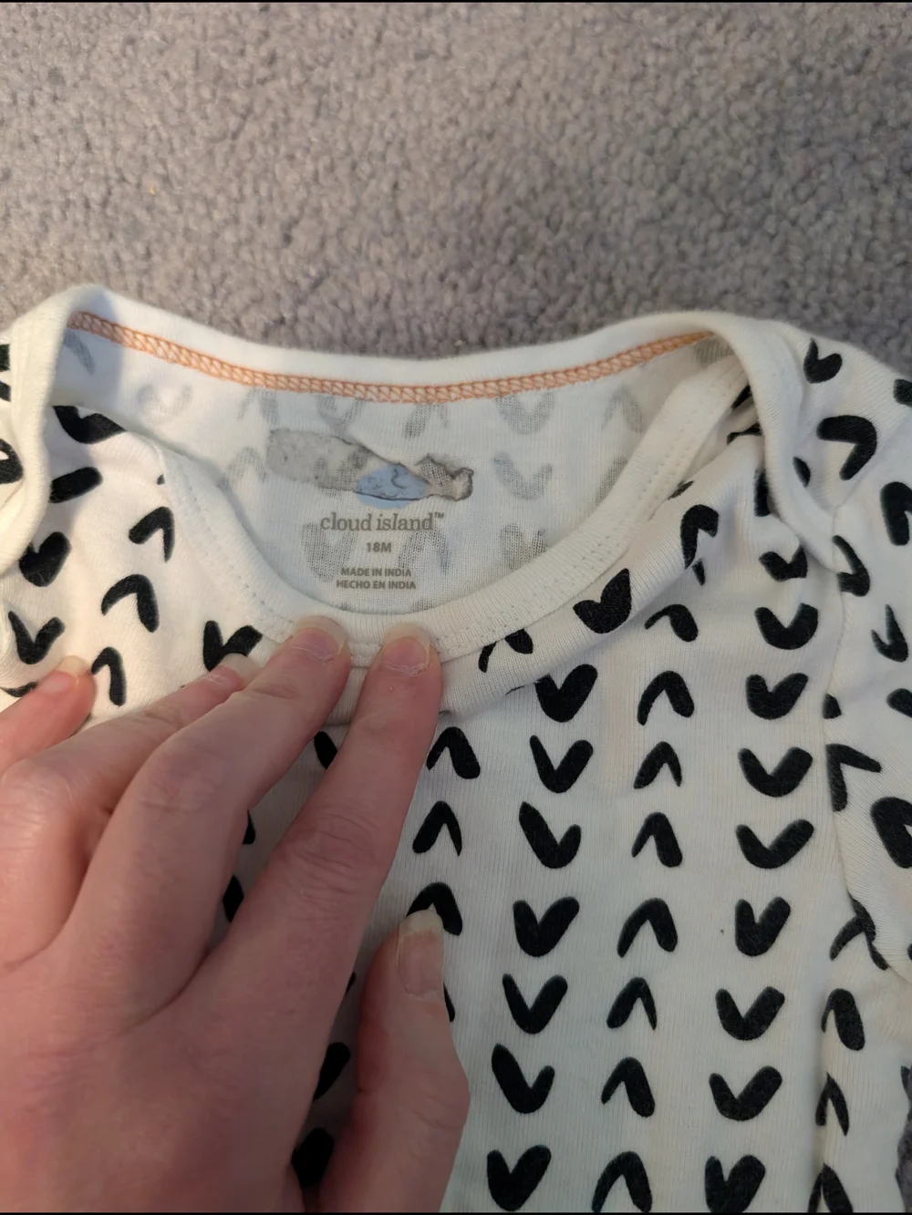 cloud island White and Black Patterned Long-Sleeve Onesie And Two Leggings 18m